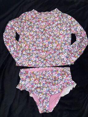 GAP Baby Girls Pink Floral Rash Guard Two-Piece Swim Set